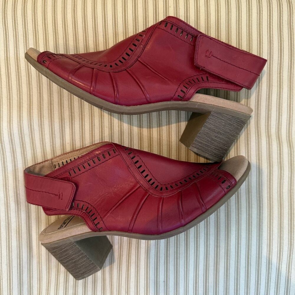 Earth Womens Steph Moza Sandals Heels Sz 9 Red Leather Slingback Comfort Shoes